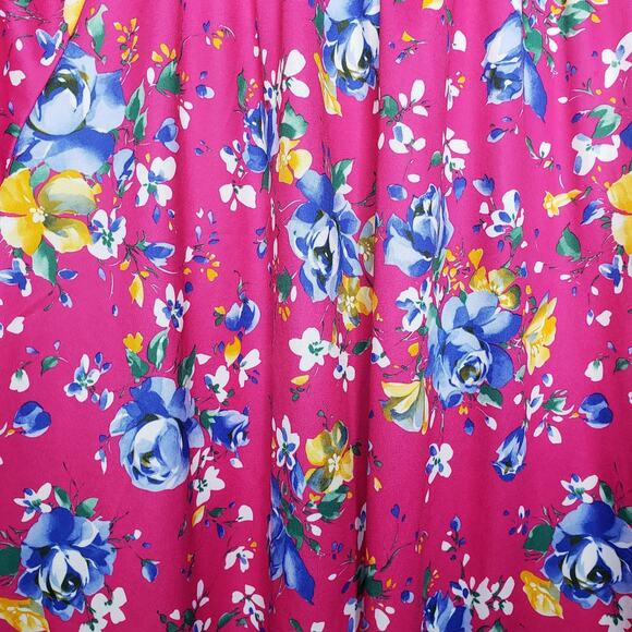 Vintage Collections Chemise Day Dress Gown Pink Floral Tropical Hawaii SzLARGE - Picture 6 of 13